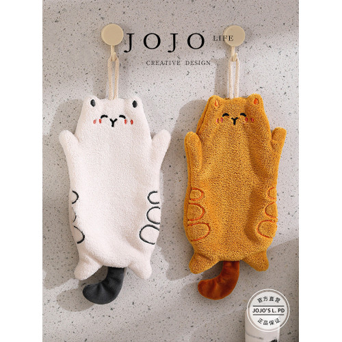 JOJO'S L. PD.Granul.擦手巾小貓米粒珊瑚絨禮品毛巾廚房 | 粒化
