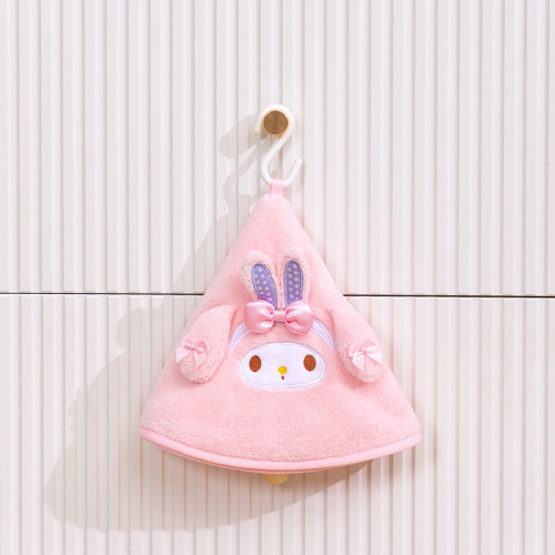 可愛珊瑚絨擦手巾卡通手帕可掛式加厚家用廚房抹布衛生間吸水毛巾