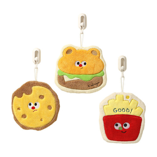 高顔值加厚烘焙造型卡通兒童擦手巾吸水珊瑚絨小方巾廚房浴室兩用