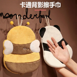 擦手巾熊貓擦手掛巾掛式家用厚款車毛巾廚房抹布宿捨學生手帕