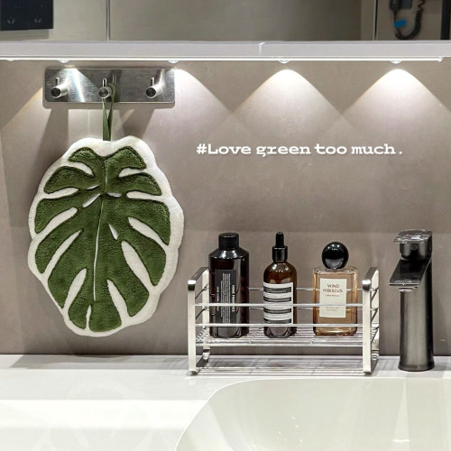 龜背竹擦手巾掛式珊瑚絨熱植擦手布綠植搽手巾廚房毛巾吸水不掉毛