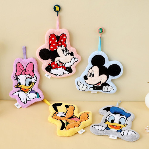 正版珊瑚絨擦手巾掛式廚房抹布手帕小毛巾米奇商超可愛禮品