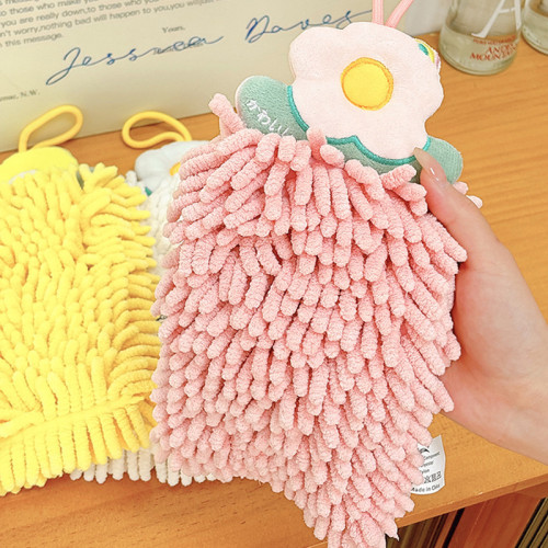 雪尼爾擦手巾掛式吸水不毛加厚家用廚房衛生間毛巾高顔值擦手帕