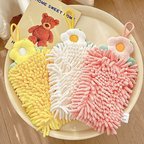 雪尼爾擦手巾掛式吸水不毛加厚家用廚房衛生間毛巾高顔值擦手帕