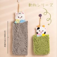 卡通動物日式雙層雪尼爾擦手巾 康樂屋折曡家用廚房吸水擦手毛巾