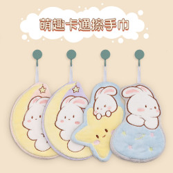 可愛星空卡通擦手巾掛式加厚柔軟吸水兒童毛巾衛生間手帕廚房手布