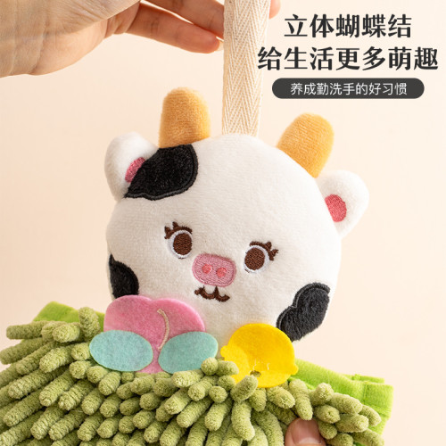 卡通動物日式雙層雪尼爾擦手巾 康樂屋折曡家用廚房吸水擦手毛巾