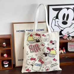 2024新款大容量通勤帆布包可愛卡通新款高顔值凱蒂包女單肩手提袋
