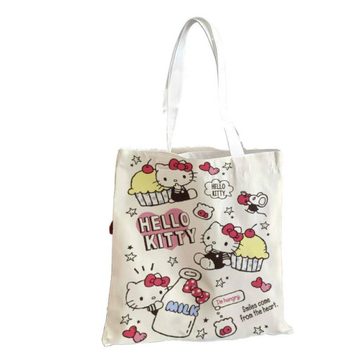 2024新款大容量通勤帆布包可愛卡通新款高顔值凱蒂包女單肩手提袋