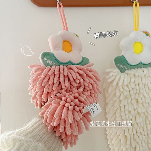 雪尼爾擦手掛巾超強吸水加厚衛生間廚房擦手毛巾掛式可愛擦手巾