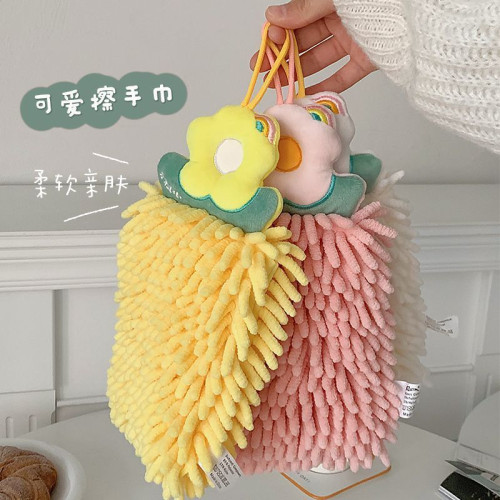 雪尼爾擦手掛巾超強吸水加厚衛生間廚房擦手毛巾掛式可愛擦手巾