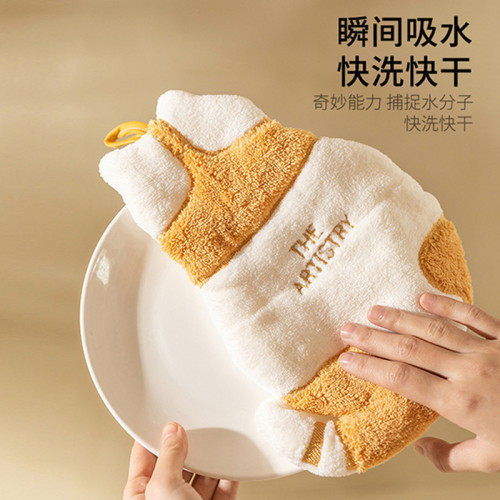 貓咪擦手巾掛式洗手巾兒童可愛珊瑚絨毛巾廚房超強吸水加厚手抹布