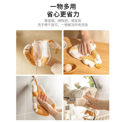 貓咪擦手巾掛式洗手巾兒童可愛珊瑚絨毛巾廚房超強吸水加厚手抹布