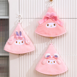 可愛珊瑚絨擦手巾卡通手帕可掛式加厚家用廚房抹布衛生間吸水毛巾