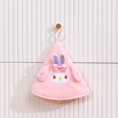 可愛珊瑚絨擦手巾卡通手帕可掛式加厚家用廚房抹布衛生間吸水毛巾