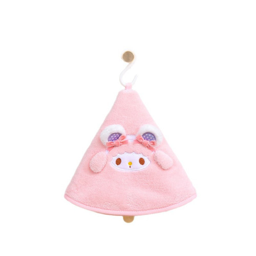 可愛珊瑚絨擦手巾卡通手帕可掛式加厚家用廚房抹布衛生間吸水毛巾