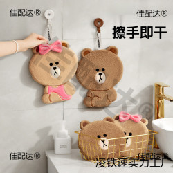 卡通掛式吸水不毛方巾家用廚房抹布速乾毛巾