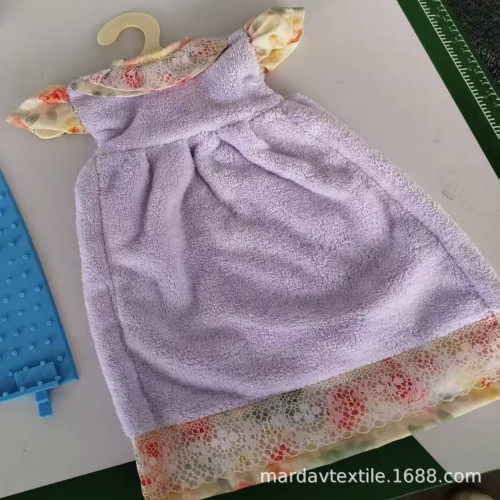 廚房洗漱間擦手巾加厚款吸水珊瑚絨蕾絲裙子款可掛式手帕 廚房洗漱間擦手巾加厚款吸水珊瑚絨蕾絲裙子款可掛式手帕