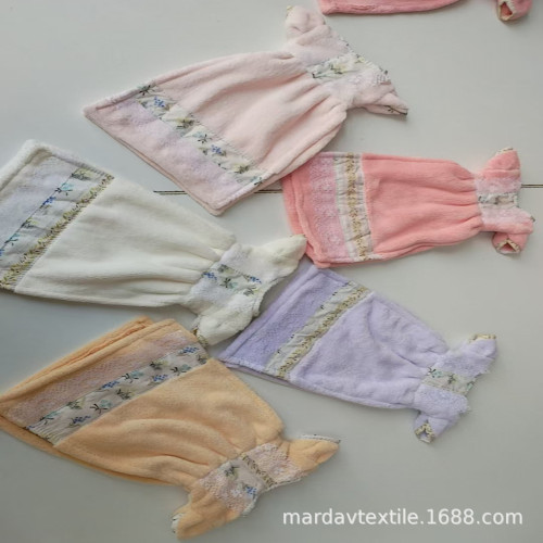 廚房洗漱間擦手巾加厚款吸水珊瑚絨蕾絲裙子款可掛式手帕 廚房洗漱間擦手巾加厚款吸水珊瑚絨蕾絲裙子款可掛式手帕