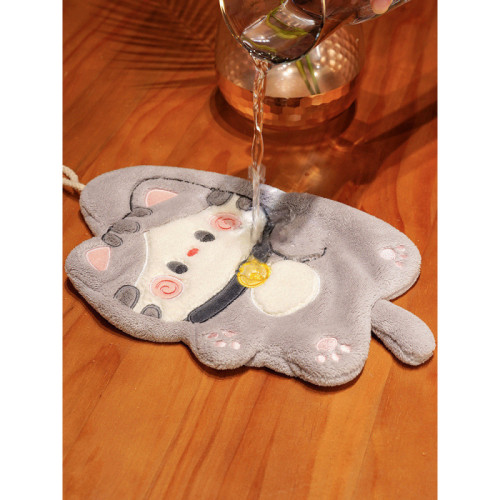 卡通貓咪擦手巾掛式廚房衛生間吸水加厚可愛速乾毛巾布兒童手帕