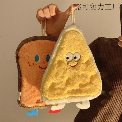 烘焙系列珊瑚絨奶酪卡掛式卡通擦手巾吸水加厚衛生間廚房擦手毛巾