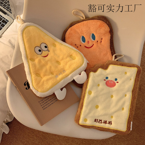 烘焙系列珊瑚絨奶酪卡掛式卡通擦手巾吸水加厚衛生間廚房擦手毛巾