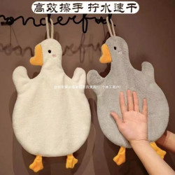 可愛卡通大鵞擦手巾掛式吸水速乾毛巾廚房衛生間洗手台擦手布抹布