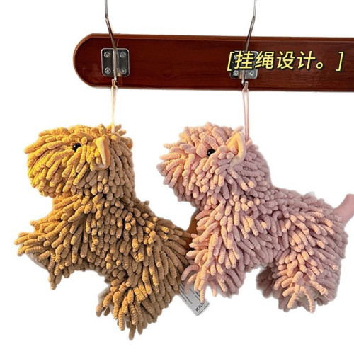 卡通小狗雪尼爾擦手公仔 多功能卡通動物創意擦手巾毛絨玩具