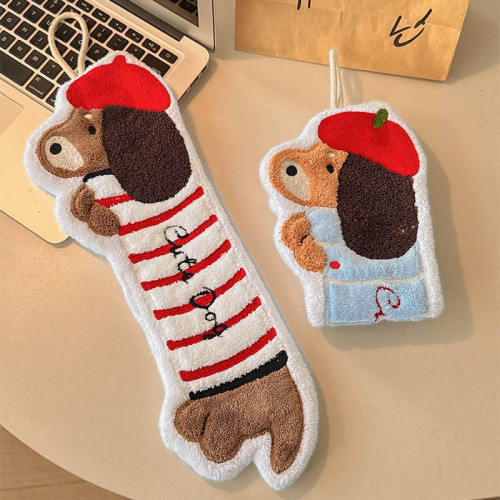 擦手巾毛巾掛式可愛臘腸狗衛生間廚房超強吸水加厚手帕不髮臭抹布