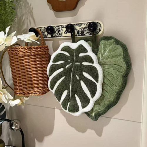 植物葉子熱植龜背竹掛式擦手巾廚房衛生間浴室可愛加厚小禮品毛巾