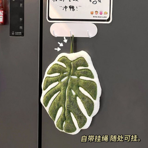創意掛式熱植物葉子擦手巾加厚吸水掉毛廚房衛生間擦手帕搽手帕