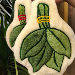可愛植物葉子擦手巾珊瑚絨廚房衛生間可攜式掛式吸水手帕柔軟舒適