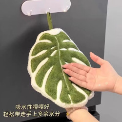 創意掛式熱植物葉子擦手巾加厚吸水掉毛廚房衛生間擦手帕搽手帕