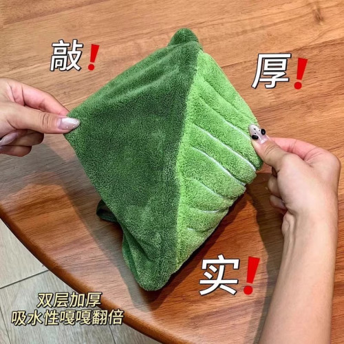 創意掛式熱植物葉子擦手巾加厚吸水掉毛廚房衛生間擦手帕搽手帕