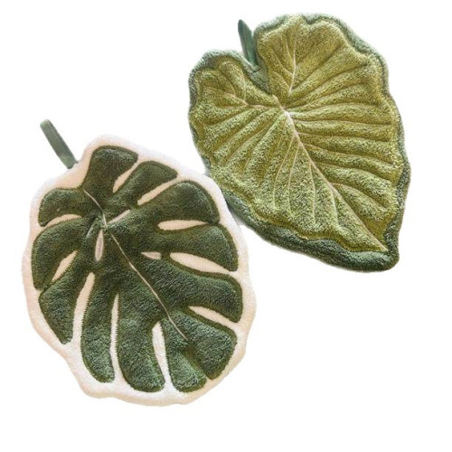 海芋葉子擦手抹布時尚加厚吸水擦手布綠植龜背竹掛式廚房擦手巾