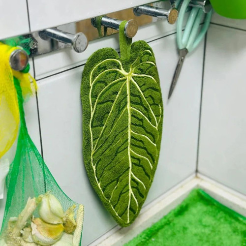 植物葉子擦手巾手帕可掛式廚房衛生間浴室乾手巾可愛加厚創意毛巾