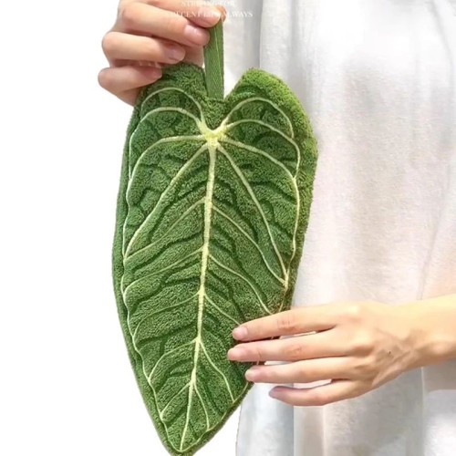 植物葉子擦手巾手帕可掛式廚房衛生間浴室乾手巾可愛加厚創意毛巾