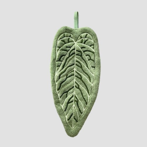 植物葉子擦手巾熱植花燭手帕掛式廚房衛生間浴室可愛加厚創意毛巾
