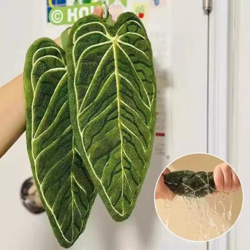 植物葉子擦手巾掛式廚房衛生間浴室毛巾抹布吸水清潔手帕超強吸水