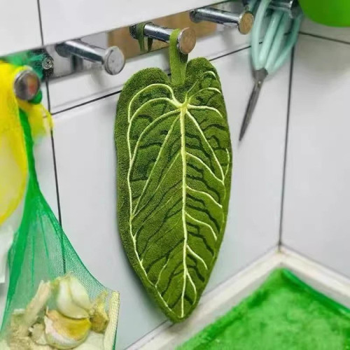 植物葉子擦手巾掛式廚房衛生間浴室毛巾抹布吸水清潔手帕超強吸水