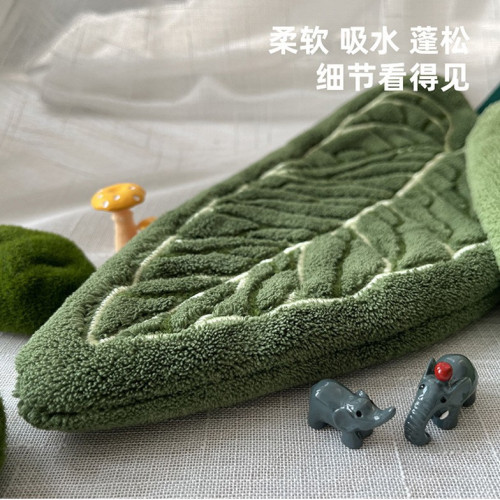 葉子擦手巾加厚吸水可愛兒童擦手布廚房浴室可掛式熱植擦手巾