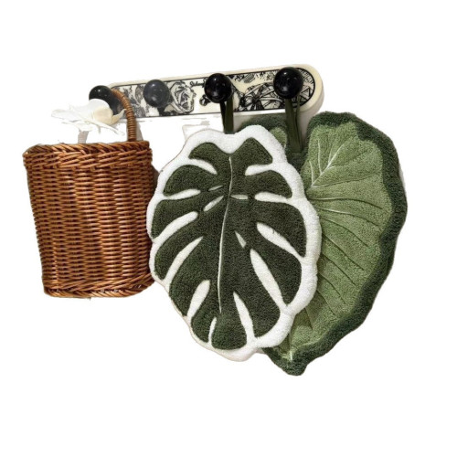 新款植物葉子擦手巾可掛式珊瑚絨家用廚房衛生間加厚吸水清潔毛巾