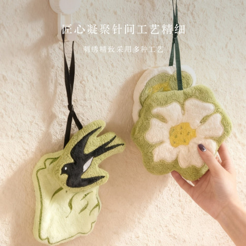 新中式廚房掛式珊瑚絨擦手巾可愛吸水加厚手帕浴室植物葉子小毛巾 新中式廚房掛式珊瑚絨擦手巾可愛吸水加厚手帕浴室植物葉子小毛巾