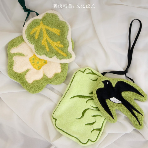 新中式廚房掛式珊瑚絨擦手巾可愛吸水加厚手帕浴室植物葉子小毛巾 新中式廚房掛式珊瑚絨擦手巾可愛吸水加厚手帕浴室植物葉子小毛巾