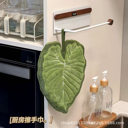 創意掛式熱植物葉子擦手巾加厚吸水掉毛廚房衛生間擦手帕擦手帕