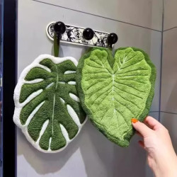 龜背竹葉子擦手巾可掛式家用廚房衛生間加厚吸水毛巾兒童植物手帕