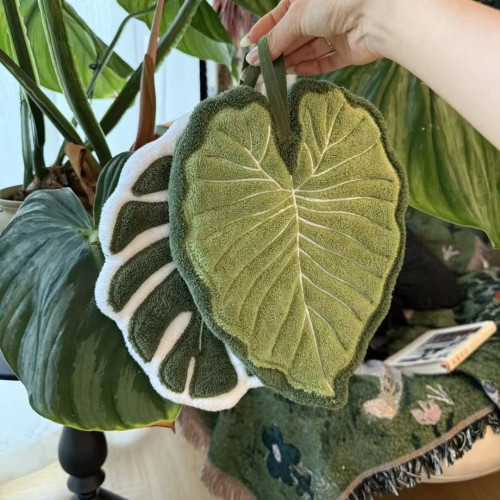 熱帶植物擦手巾花燭葉子掛式廚房衛生間浴室毛巾抹布兒童吸水手帕
