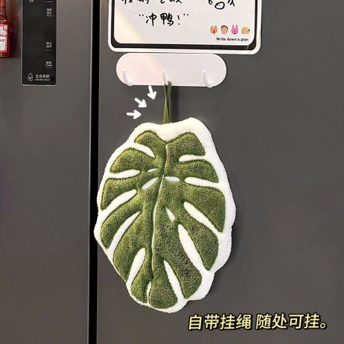 植物葉子熱植龜背竹海芋掛式擦手巾廚房衛生間浴室可愛加厚小禮品
