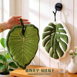 龜背竹葉子擦手巾加厚吸水可掛式家用廚房衛生間毛巾兒童植物手帕