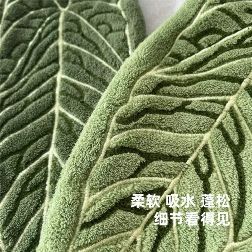 植物葉子擦手巾廚房衛生間浴室掛式小毛巾珊瑚絨吸水擦手巾可
